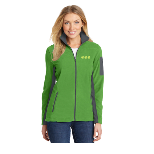 Soft Green Fleece Full-Zip Jacket with Embroidered Tennis Logo