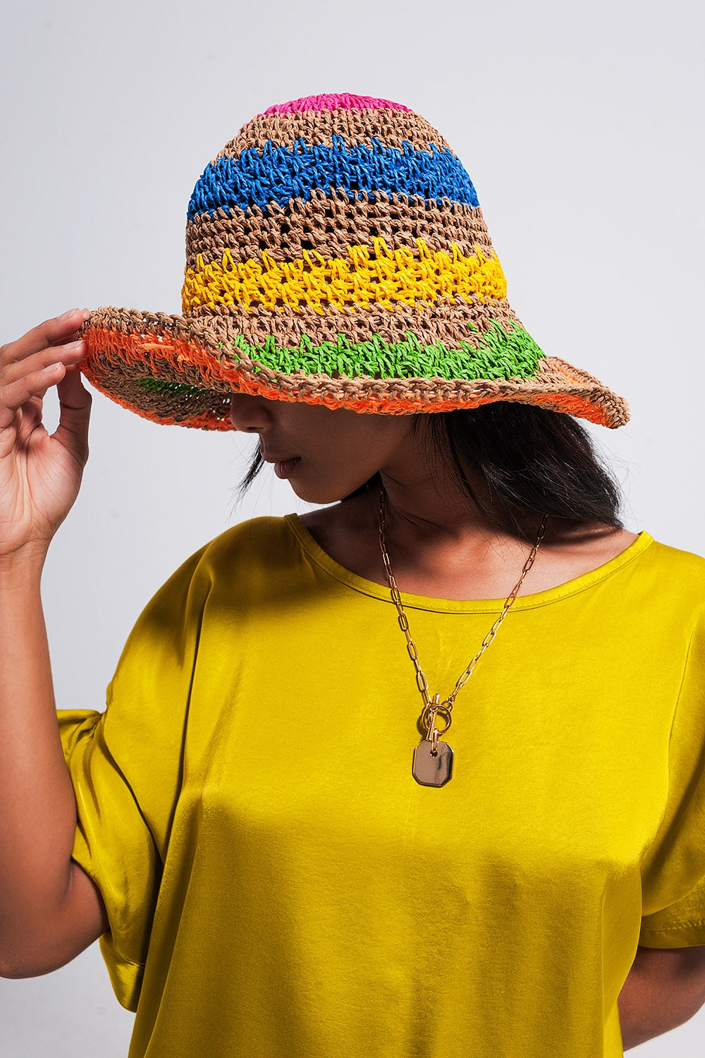 Stripe Sun Hat in Natural Colored