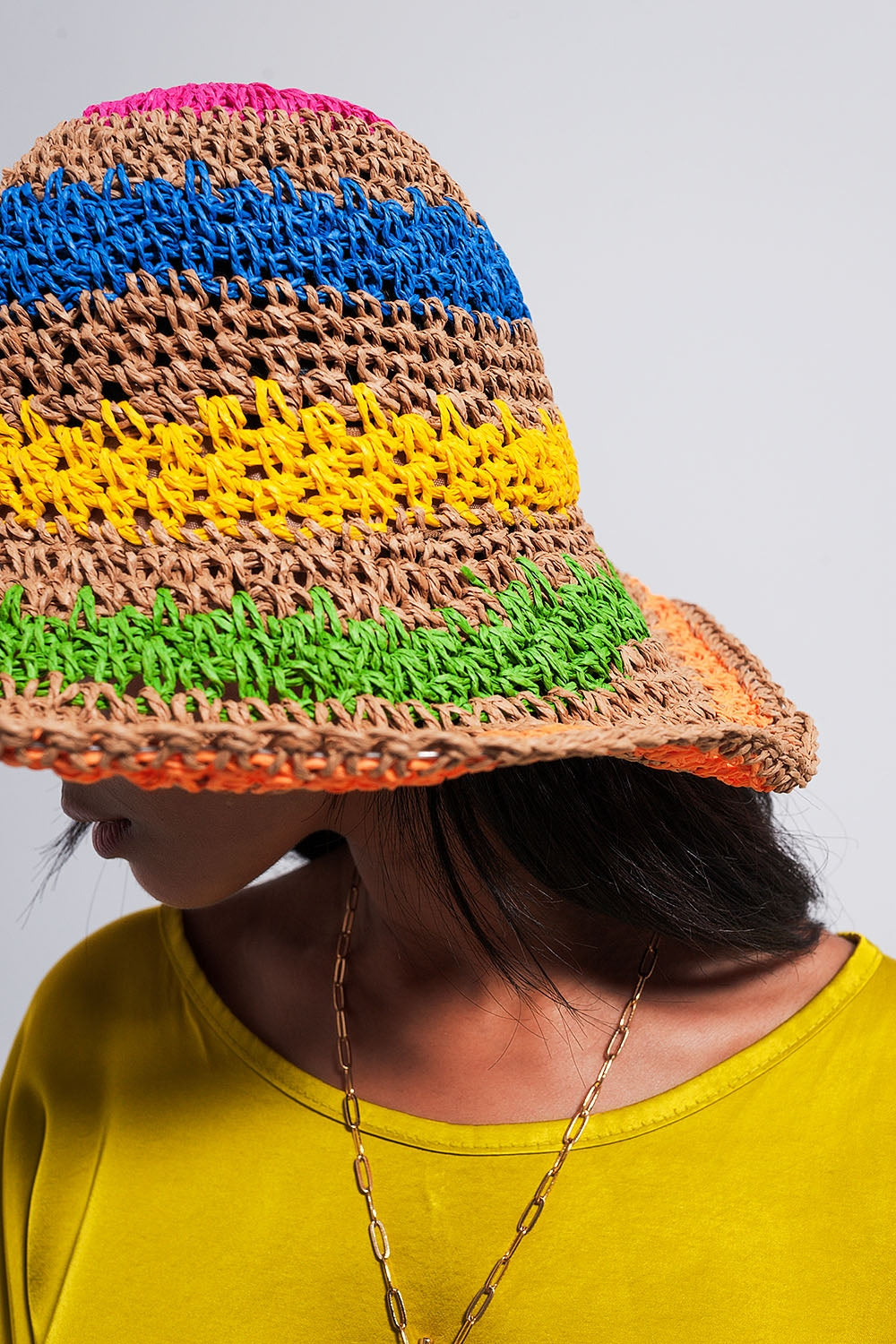 Stripe Sun Hat in Natural Colored