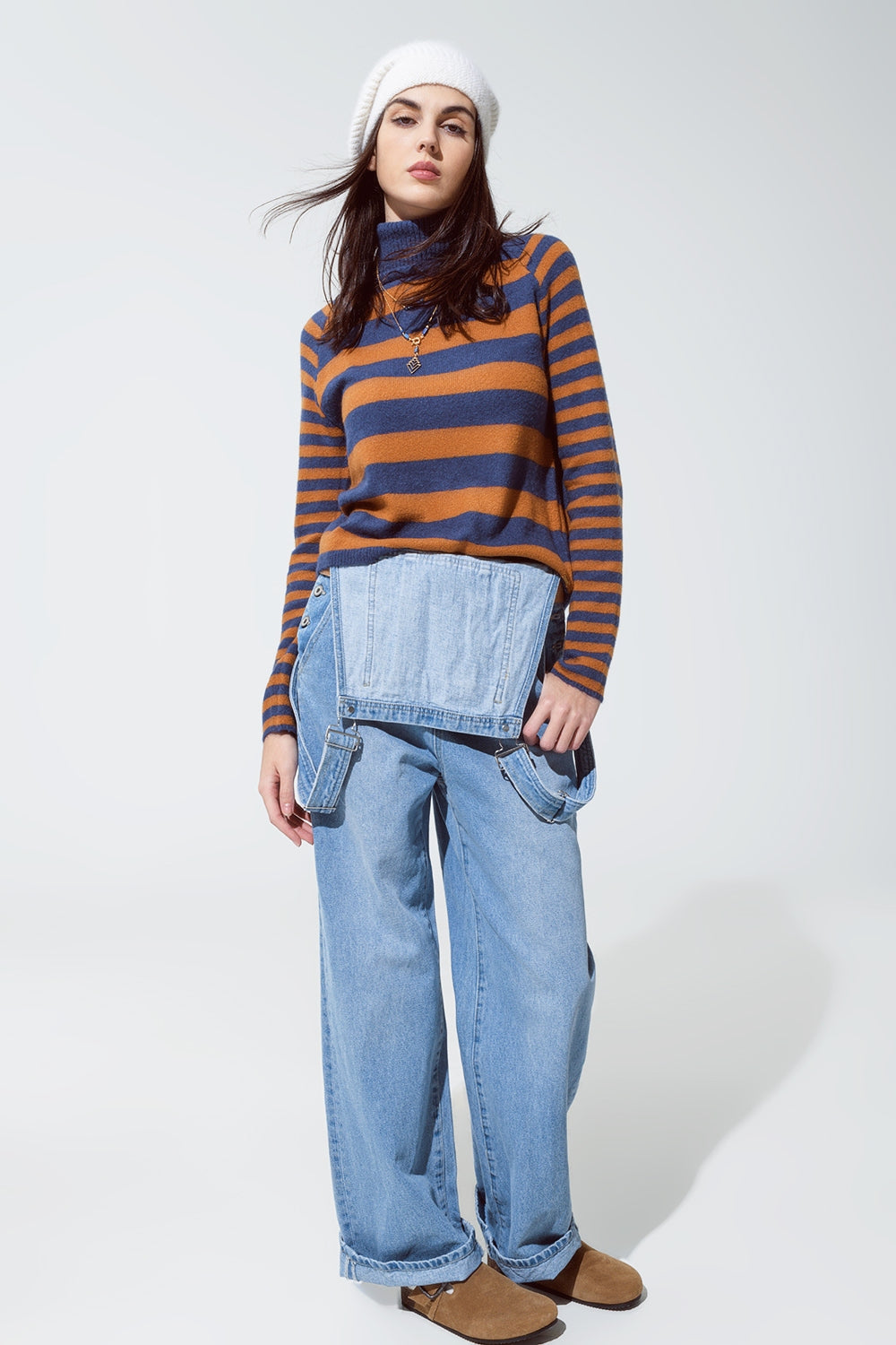 Blue and Brown TurtleNeck with Stripes