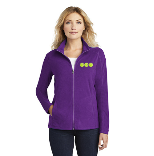 Ladies Full-Zip Microfleece Jacket with Embroidered Pickleball Logo - Magenta - M