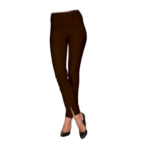 Mesmerize Pull on Slimmer Pant with Front Slit - Brown - Tall, 8