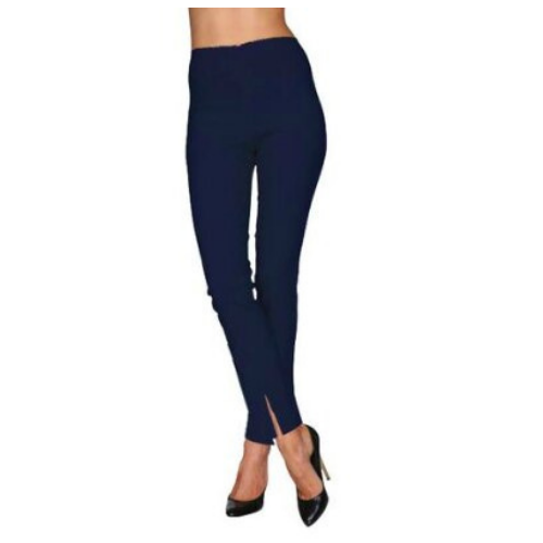 Mesmerize Pull on Slimmer Pant with Front Slit - Navy - Ankle, 14