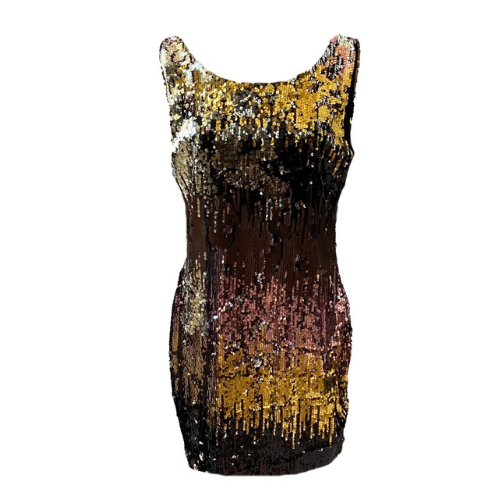 Multi Colored Sequin Dress with V Bared Back - XL