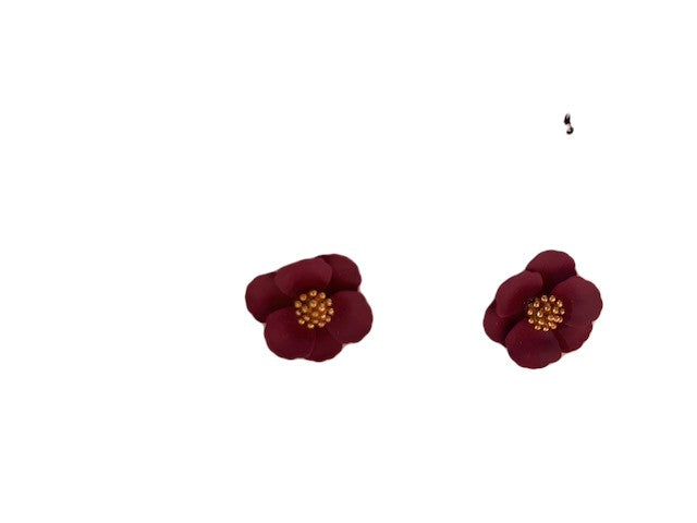 Mini Flower Earring with 18K Gold Accent - Mauve